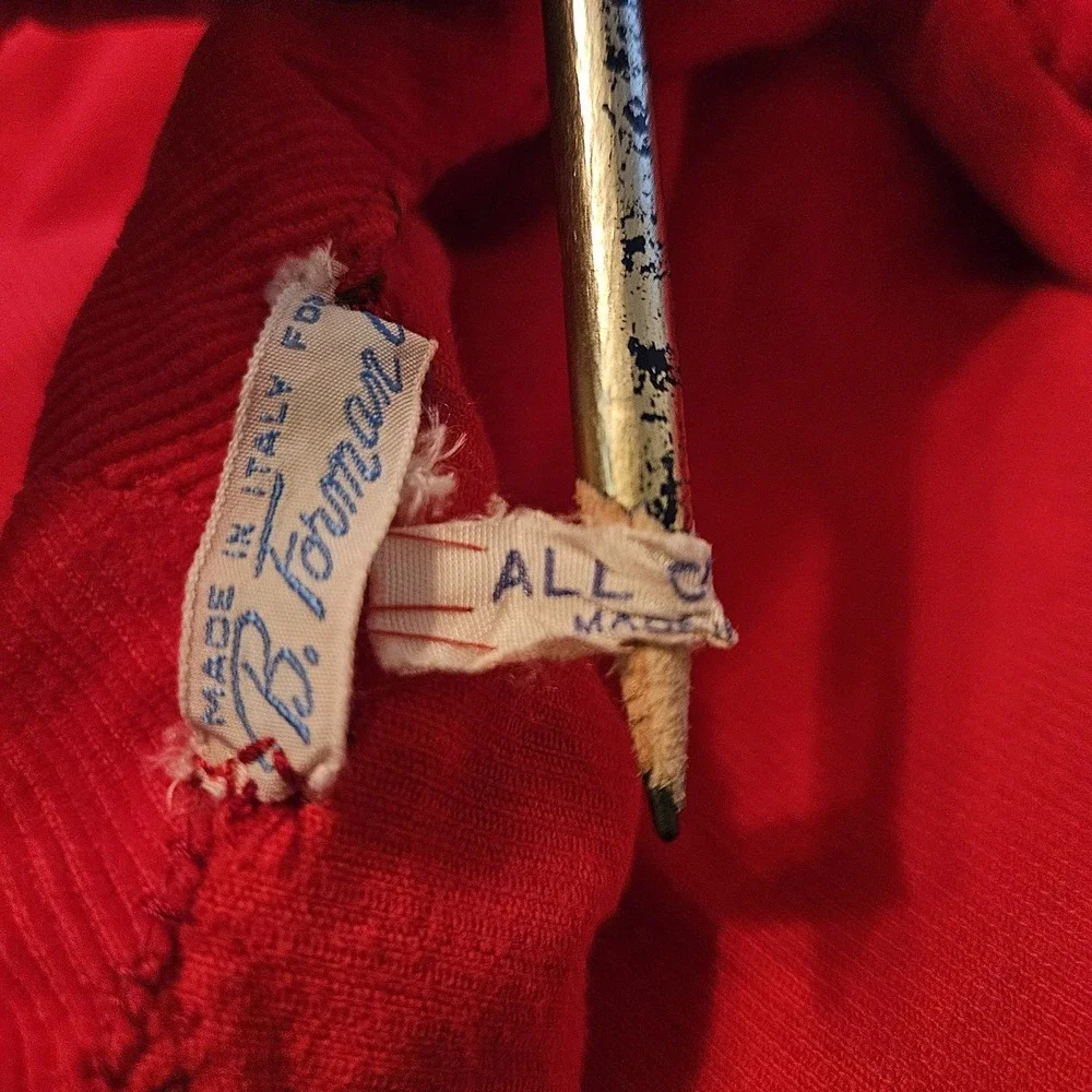 Vintage 60's B.Forman Co. Made In Italy Toddlers‎ Red Corduroy Cover Snowman